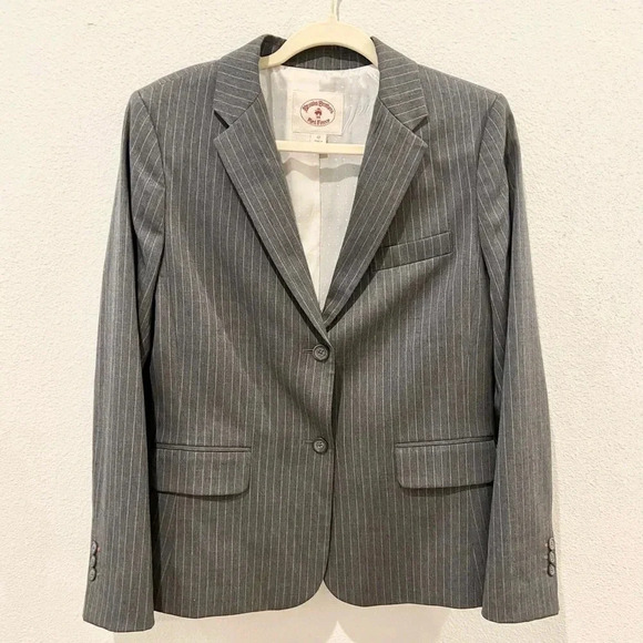 Brooks Brothers “Red Fleece” Wool Tollegno 1900 Pinstripe Suit Jacket Women’s 12 - Picture 1 of 10